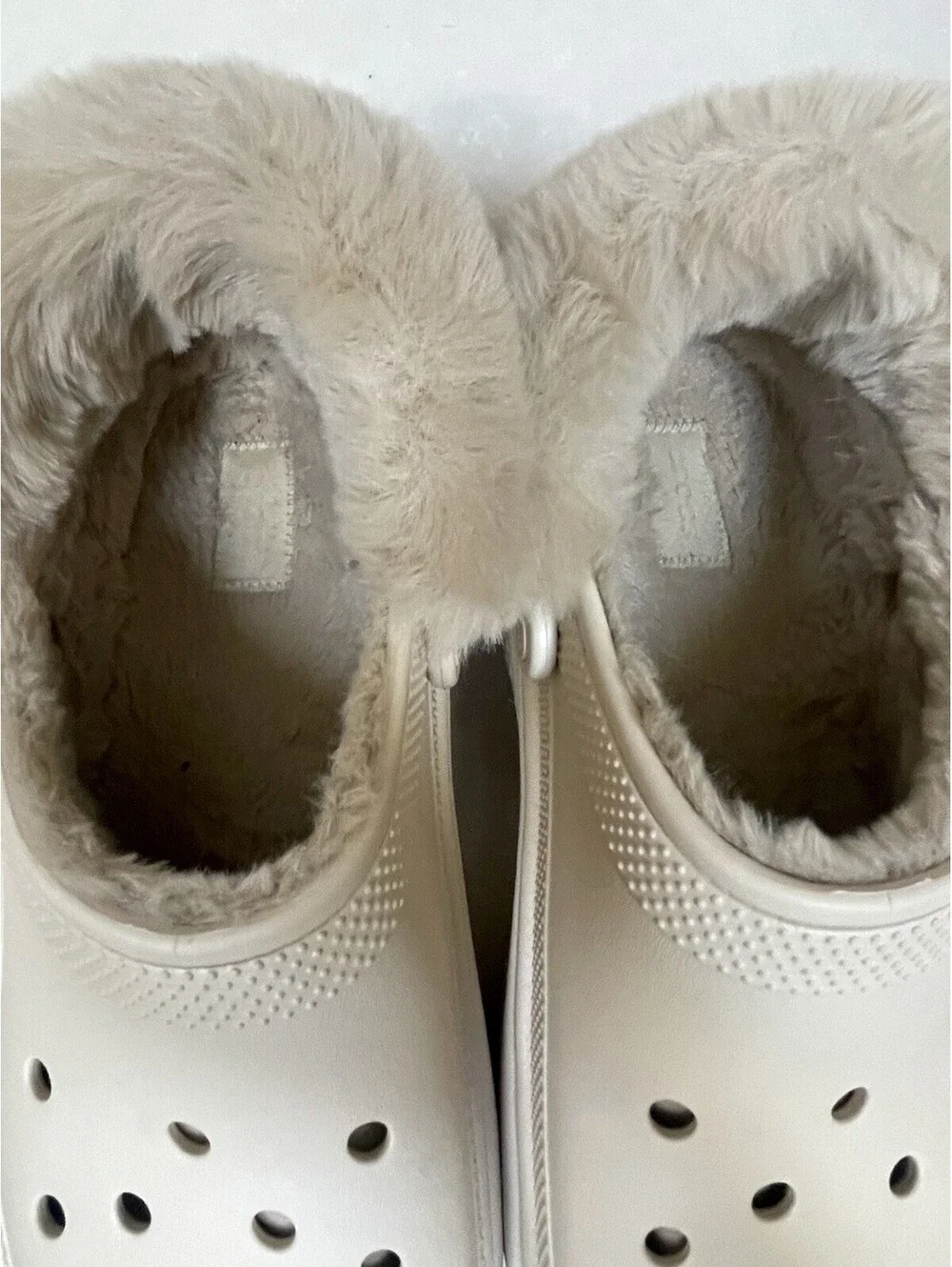 Crocs Stomp Lined Clog Bone Beige Platform Faux Fur Clogs Men's Size 11
